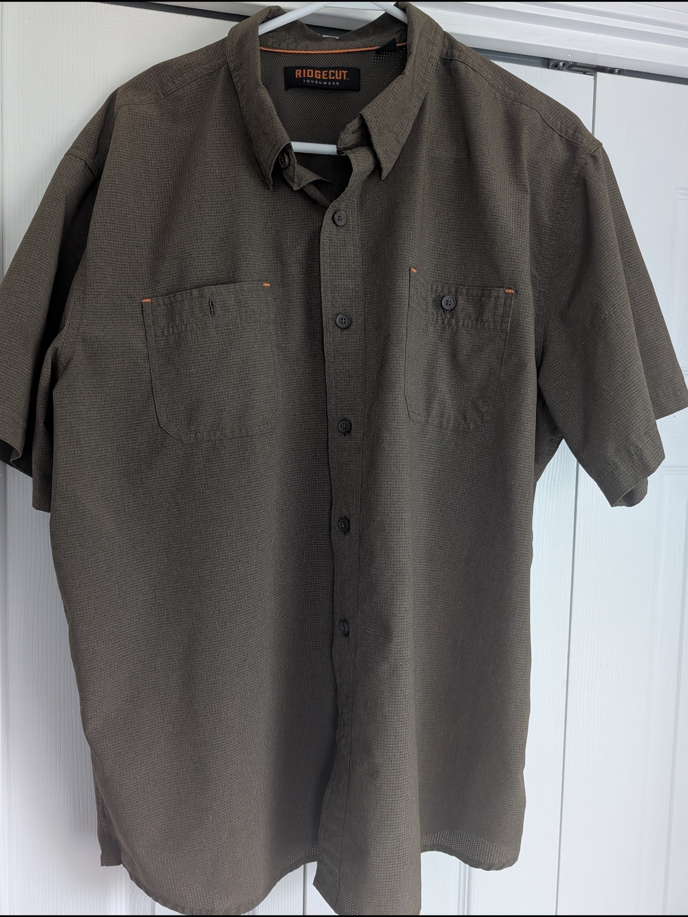 Ridgecut Short-Sleeve Casual Button-Down Shirt — Olive
